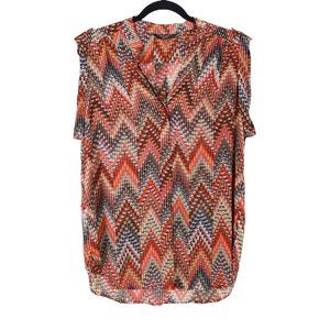 Brody Myles Earth Tone Chevron Pattern Sleeveless Blouse